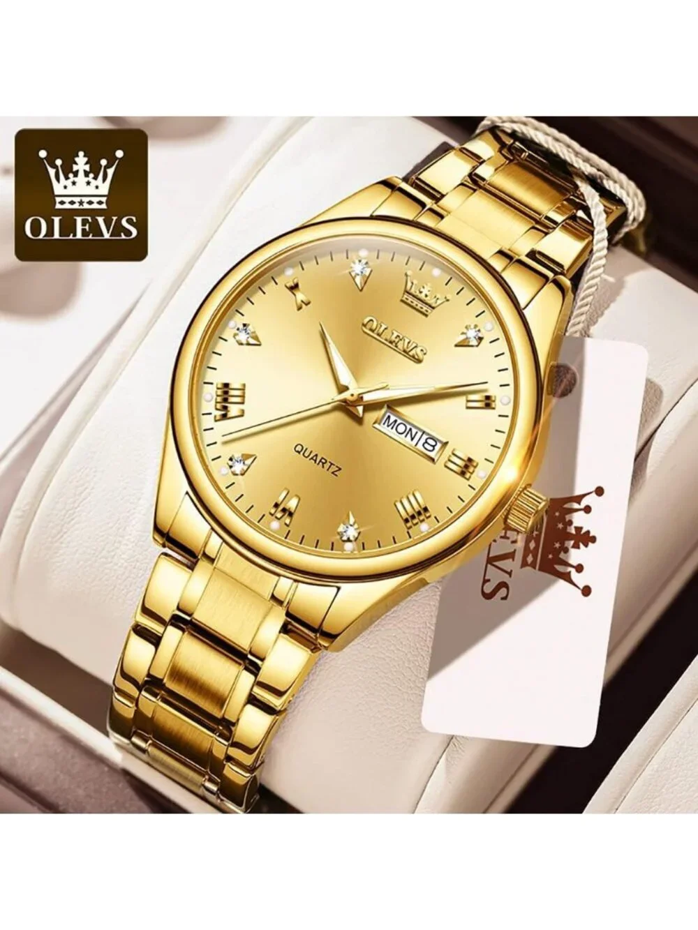 Men's All Gold Stainless Steel Luminous Quartz Waterproof Round Classic Watch
